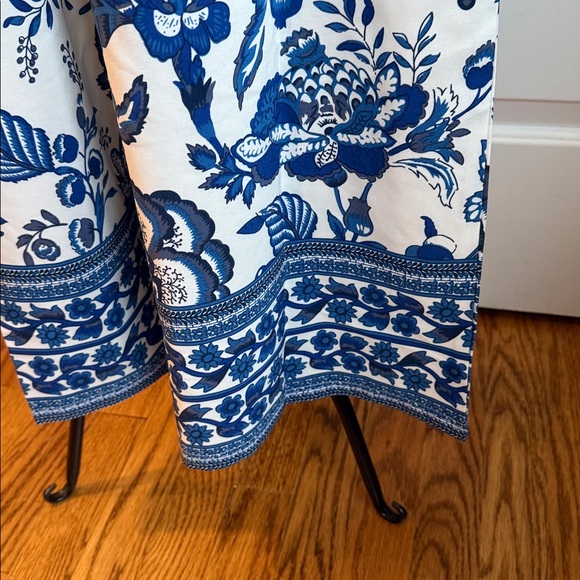 Sleeveless halter style blue, and white floral jumpsuit - Picture 5 of 6